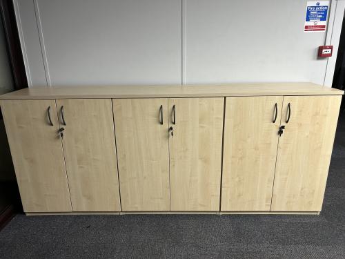 Used Double Door Storage Unit, Consisting Of Three Cupboards & Flyover Top. Each Cupboard With An Adjustable Shelf - Overall Dimensions 2400mm Width x 1000mm High x 470mm Depth. 1 In Stock