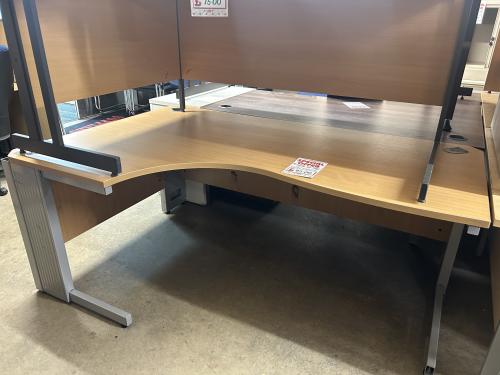 Used Crescent Desk, In Beech Finish - 1800mm Width x 1200mm Depth. 1 Left-Hand In Stock