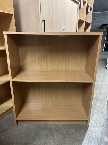 Used Bookcase, With 2 Shelf Levels, In Beech Finish - 900mm High x 755mm Width x 285mm Depth. 1 In Stock