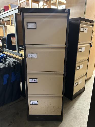 Used Filing Cabinet, 4 Drawer, In Coffee/Cream Finish. 4 In Stock