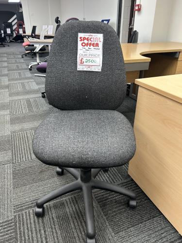 Used High Back Operator Chair, In Charcoal Fabric. 1 In Stock
