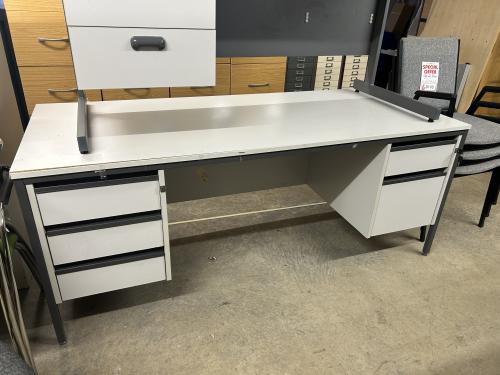 Used Rectangular Desk & Two Fixed Pedestals, In Light Grey Finish - 1800mm Width x 750mm. 1 In Stock