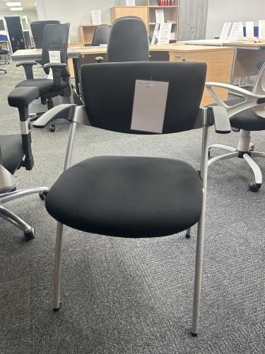 Ex-Display - Reception/Visitors Chair - With Arms - Silver Frame & Black Fabric. 1 In Stock