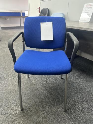 Ex-Display - Reception/Visitors Chair - With Arms - Chrome Frame & Blue Fabric. 1 In Stock