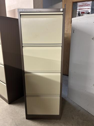 Used Filing Cabinet, 4 Drawer - In Coffee/Cream Finish. 2 In Stock