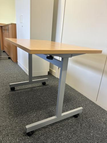 Used Flip-Top Table, In Beech Finish - 1000mm Width x 600mm Depth. 4 In Stock