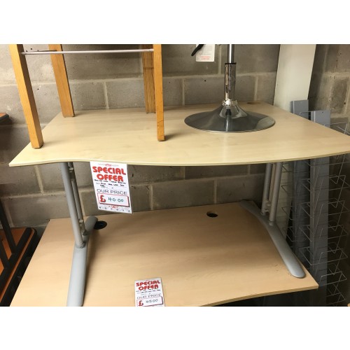 Wave Desk, Right-Hand, Finished In Maple. 1200mm Width x 1000-800mm Depth. 1 In Stock