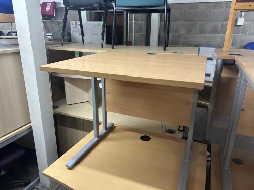 Used Straight Desk, In Beech Finish - 800mm Width x 800mm Depth. 1 In Stock