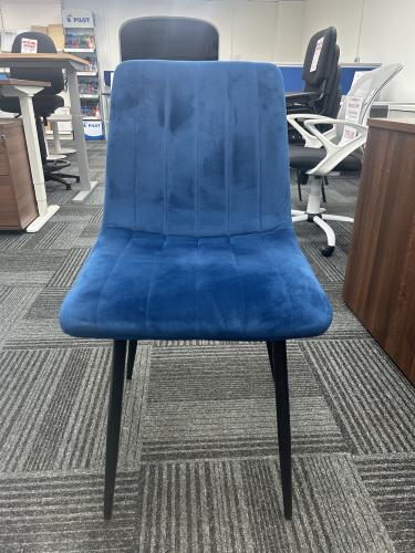 Used Reception/Visitor Chair, In Blue Velvet. 2 In Stock