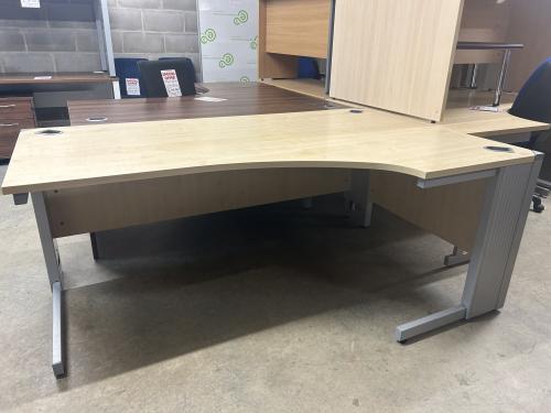 Used Crescent Desk, Right-Hand, In Maple Finish - 1800mm Width x 1200mm Depth. 1 In Stock