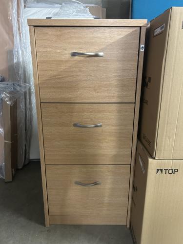 Used Filing Cabinet, 3 Drawer, In Limed Oak Finish - (NON-LOCKABLE) . 1 In Stock