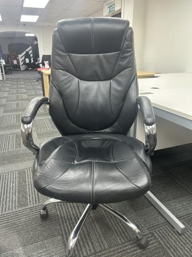 Used Executive Faux Leather Chair, With Arms - In Black. 1 In Stock
