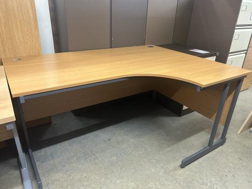 Used Crescent Desk, Right-Hand, In Beech Finish - 1600mm Width x 1200mm Depth. 1 In Stock