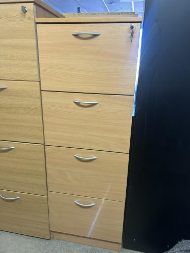 Used Filing Cabinet, 4 Drawer, In Beech Finish. 1 In Stock