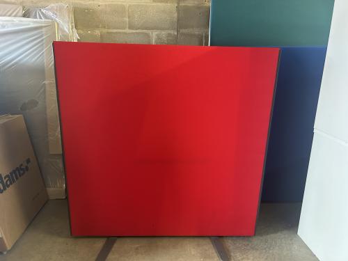 Used Freestanding Screen, In Red Fabric - 1200mm High x 1200mm Width. 2 In Stock