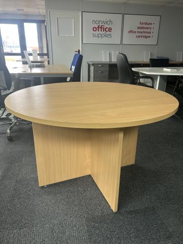 Used Meeting Table, 1200mm Diameter, In Beech Finish. 1 In Stock