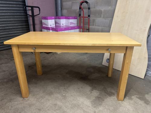 Used Table (With Pull Out Drawer), In Beech Finish - 1420mm Width x 690mm Depth x 750mm High. 1 In Stock