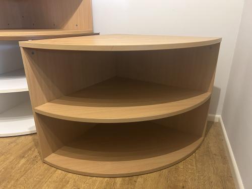 Used Open Quadrant Storage Unit - 800mm Width x 800mm Depth - Beech Finish. 1 In Stock