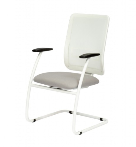 Malmo MLWEX50 Mesh Back Meeting Room Chair, With White Cantilever Frame & Flat Arms (available in 7 colours)