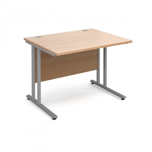 Maestro 25 SL Straight Desk - 1000mm x 800mm - Silver Cantilever Frame & Beech Top