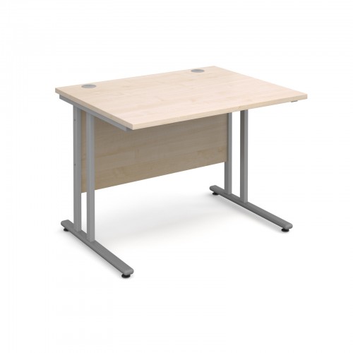 Maestro 25 SL Straight Desk - 1000mm x 800mm - Silver Cantilever Frame & Maple Top