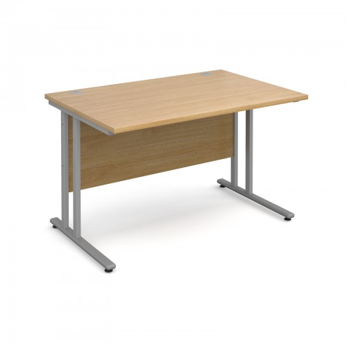 Maestro 25 SL Straight Desk - 1200mm x 800mm - Silver Cantilever Frame & Oak Top