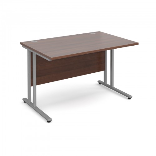Maestro 25 SL Straight Desk - 1200mm x 800mm - Silver Cantilever Frame & Walnut Top