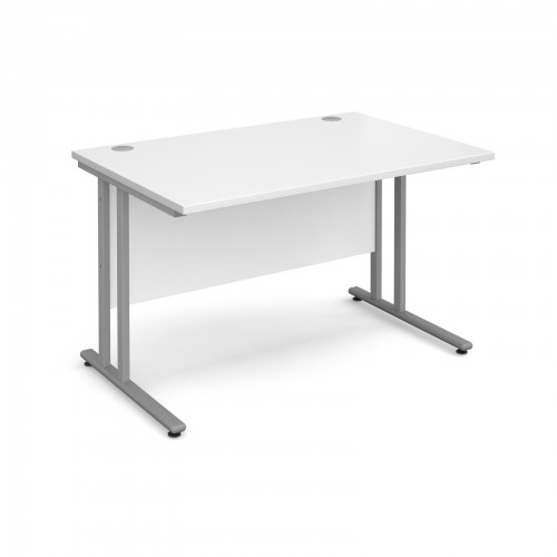 Maestro 25 SL Straight Desk - 1200mm x 800mm - Silver Cantilever Frame & White Top