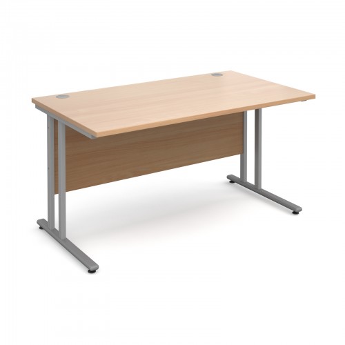 Maestro 25 SL Straight Desk - 1400mm x 800mm - Silver Cantilever Frame & Beech Top