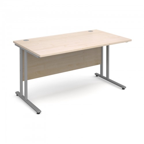 Maestro 25 SL Straight Desk - 1400mm x 800mm - Silver Cantilever Frame & Maple Top