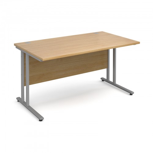 Maestro 25 SL Straight Desk - 1400mm x 800mm - Silver Cantilever Frame & Oak Top