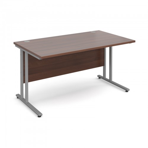 Maestro 25 SL Straight Desk - 1400mm x 800mm - Silver Cantilever Frame & Walnut Top