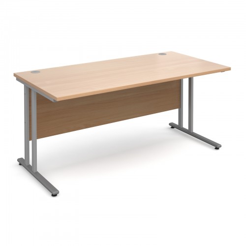 Maestro 25 SL Straight Desk - 1600mm x 800mm - Silver Cantilever Frame & Beech Top