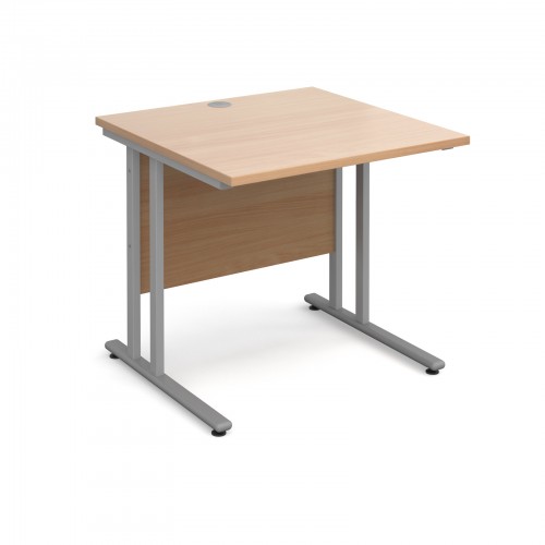 Maestro 25 SL Straight Desk - 800mm x 800mm - Silver Cantilever Frame & Beech Top