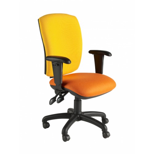 Square Back Operator Chair, With Adjustable Arms. Vast Range Of Colour Fabrics Available