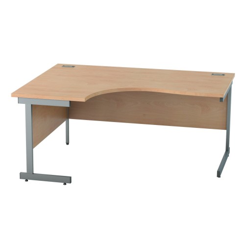 Satellite Left Hand Crescent 1600mm, Cantilever Legs In Grey, Beech Finish