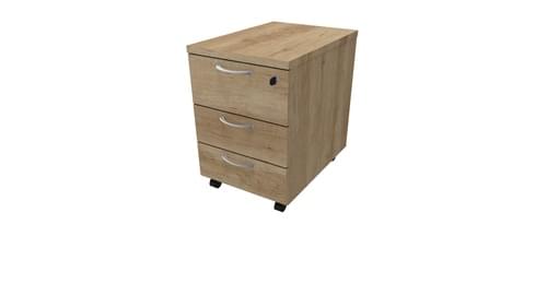 COMFORT 3 DRAWER MOBILE PEDESTAL NEBRASKA OAK / ALUMINIUM