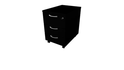 COMFORT 3 DRAWER MOBILE PEDESTAL BLACK / ALUMINIUM