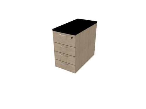 COMFORT 4D DESK HIGH PEDESTAL W420mm X D800mm BLACK / BLEACHED OAK