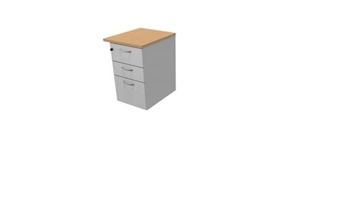 COMFORT 3D DESK HIGH PEDESTAL W500mm x D600 LIGHT GREY / BEECH