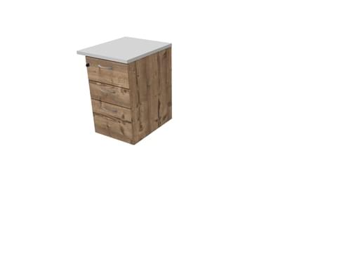 COMFORT 3D DESK HIGH PEDESTAL W500mm x D600 TIMBER / LIGHT GREY