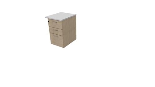 COMFORT 3D DESK HIGH PEDESTAL W500mm x D600 BLEA. OAK/LIGHT GREY