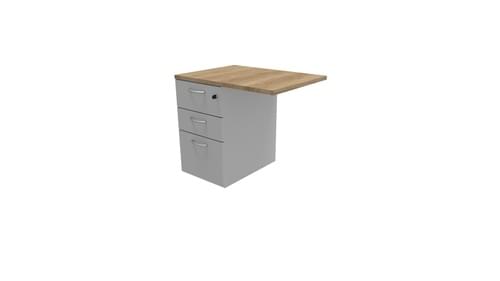 COMFORT 3D DESK HIGH PEDESTAL W800mm x D600 LIGHT GREY / NEBRASKA OAK