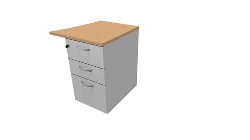 COMFORT 3D D/H PEDESTAL- R/HAND WAVE W500mm LIGHT GREY / BEECH