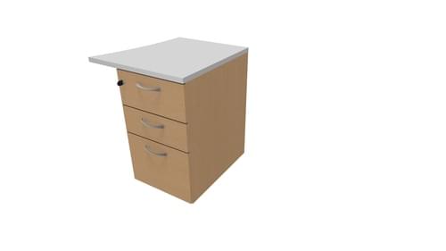 COMFORT 3D D/H PEDESTAL- R/HAND WAVE W500mm BEECH / LIGHT GREY