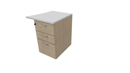 COMFORT 3D D/H PEDESTAL- R/HAND WAVE W500mm BLEA. OAK/LIGHT GREY