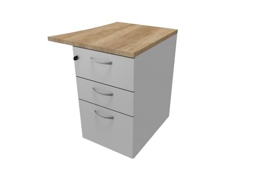COMFORT 3D D/H PEDESTAL- R/HAND WAVE W500mm LIGHT GREY / NEBRASKA OAK