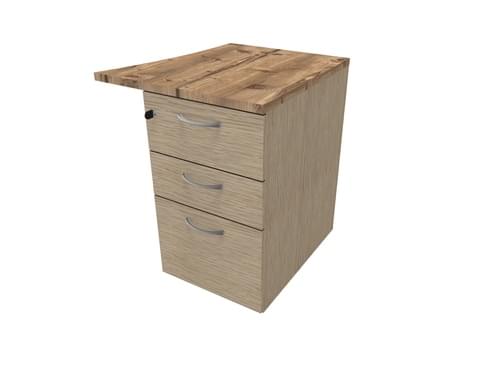COMFORT 3D D/H PEDESTAL- R/HAND WAVE W500mm BLEACHED OAK / TIMBER
