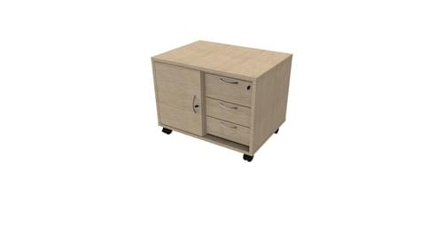 COMFORT MOBILE CONSOLE + 3D PEDESTAL ITALIAN OAK/ALUMINI.