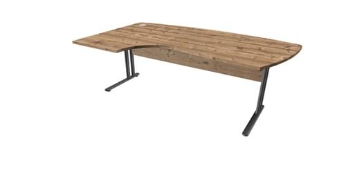 ESSENTIEL, LEFT HAND MANAGER COMPACT 2000mm C/LEVER LEG ST TIMBER / ALUMINIUM